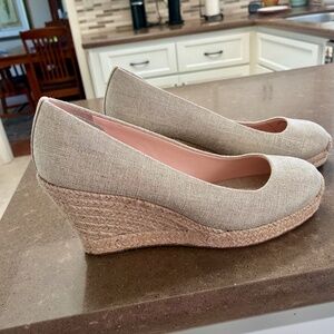 J Crew Seville Espadriile Wedges Shoes Metallic Gold Canvas Size 8 Mint